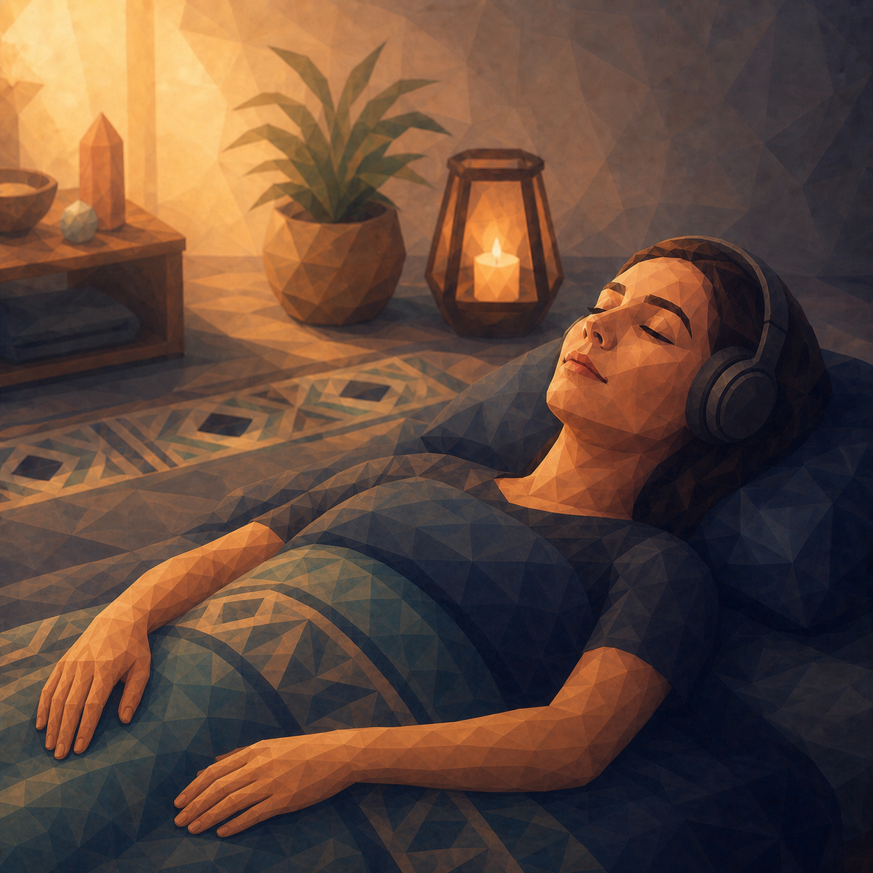 A guest resting during a Denver Zen Den session